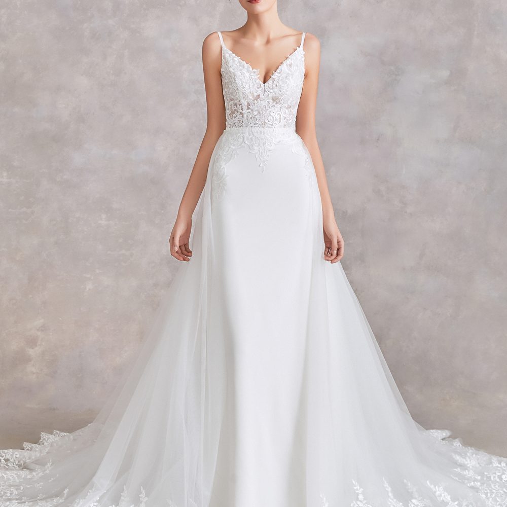 Bridal Gown With Detachable Train – Adela Designs