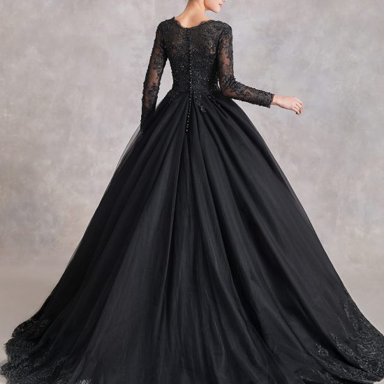 Gothic Black Ball Gown Wedding Dress – Adela Designs