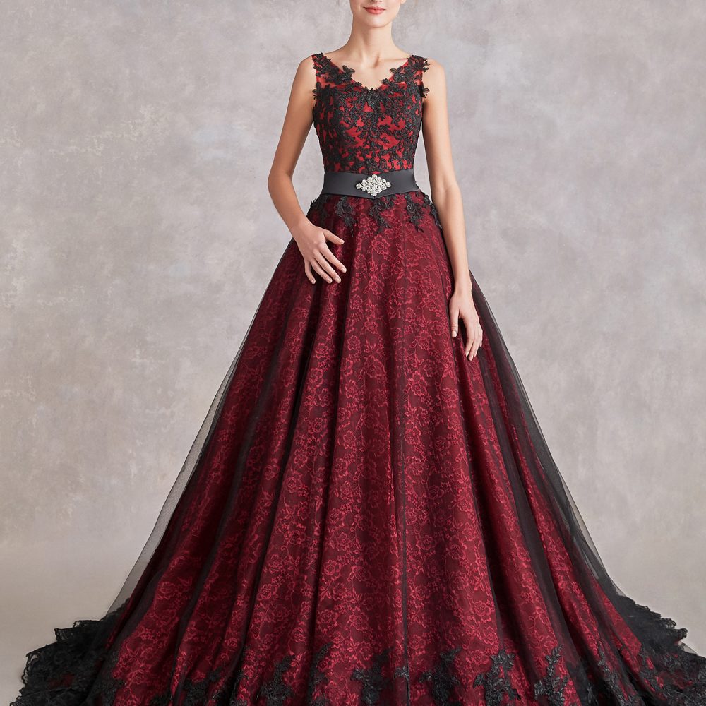 Gothic Black & Red Wedding Dress – Adela Designs