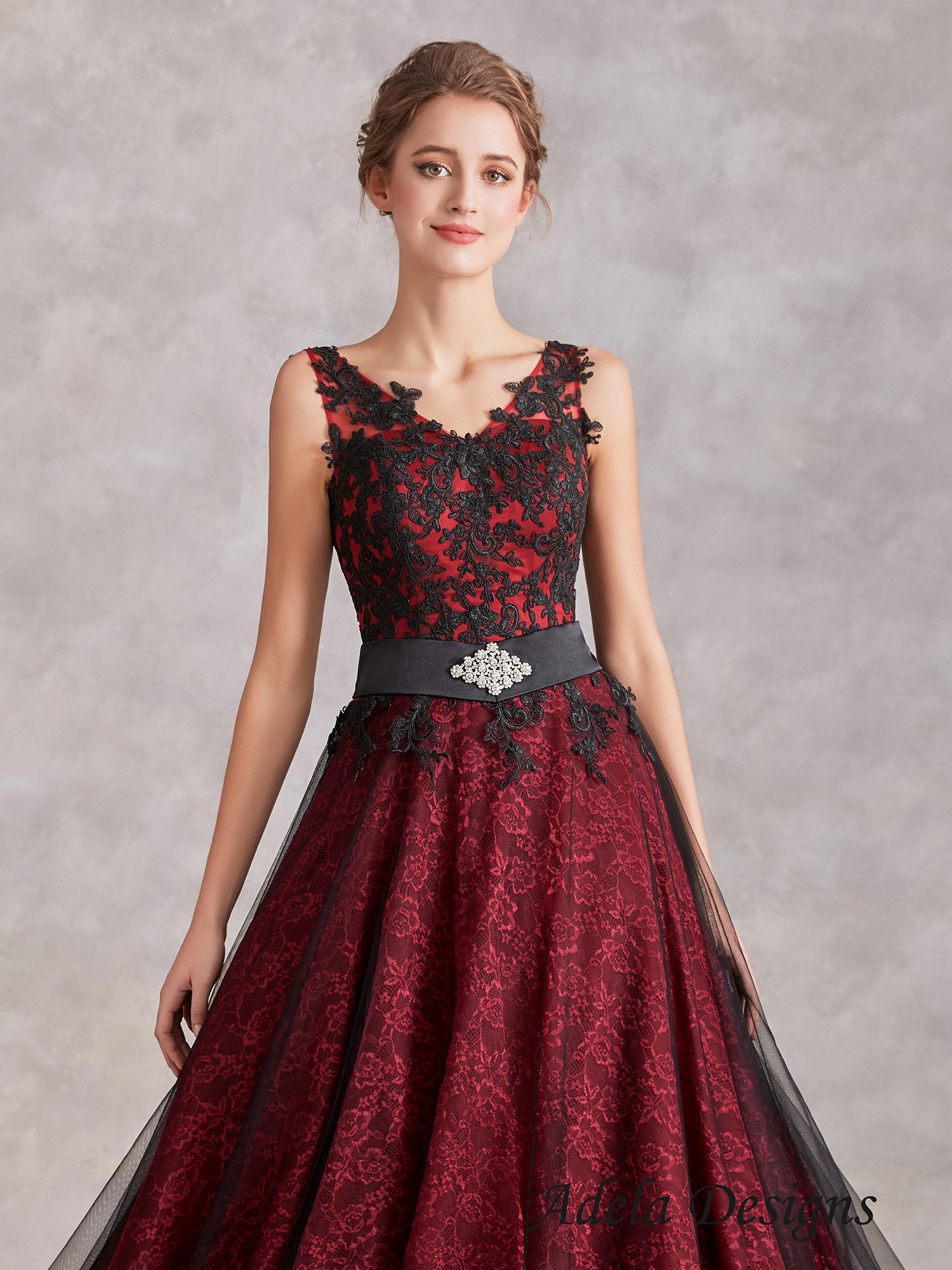 Gothic Black Red Wedding Dress Adela Designs