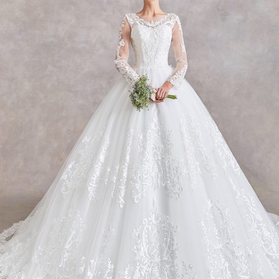 Ball Gown Wedding Dress Long Sleeves – Adela Designs