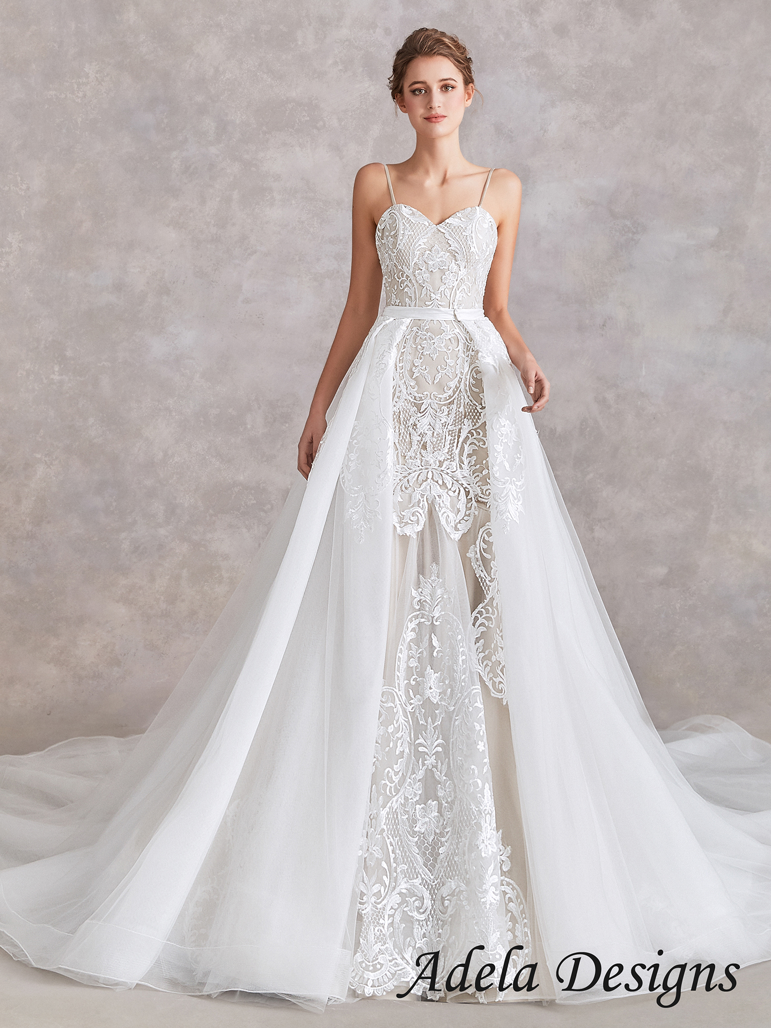 Detachable Train Wedding Dress Adela Designs