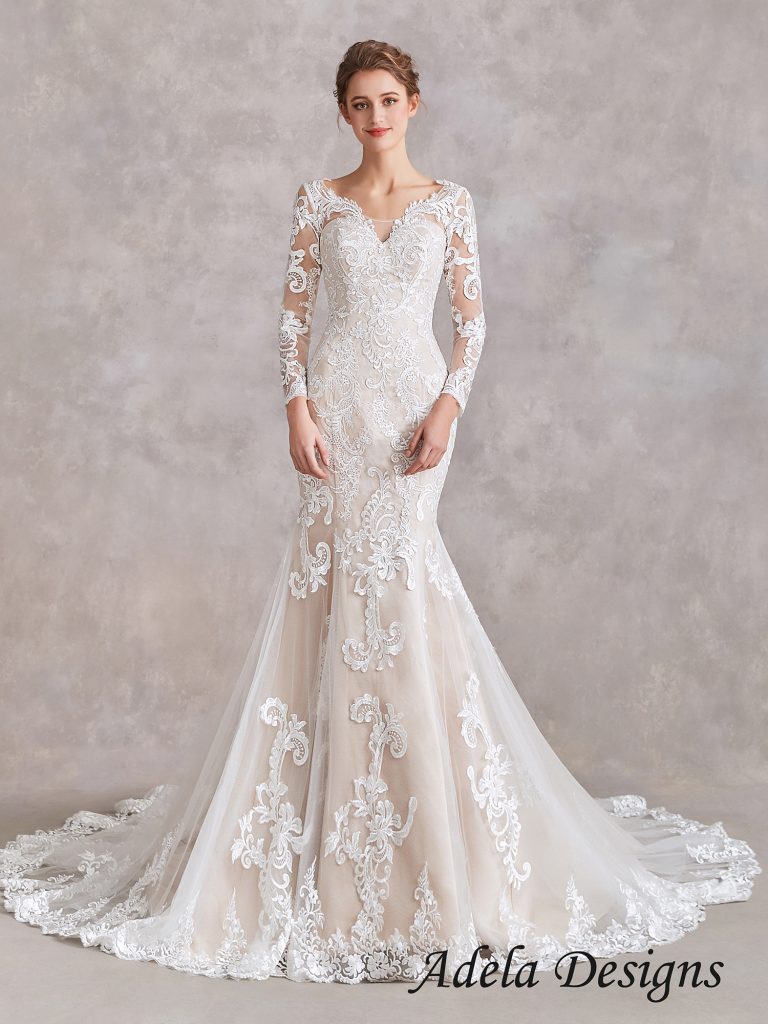 Champagne Lace Wedding Dress – Adela Designs