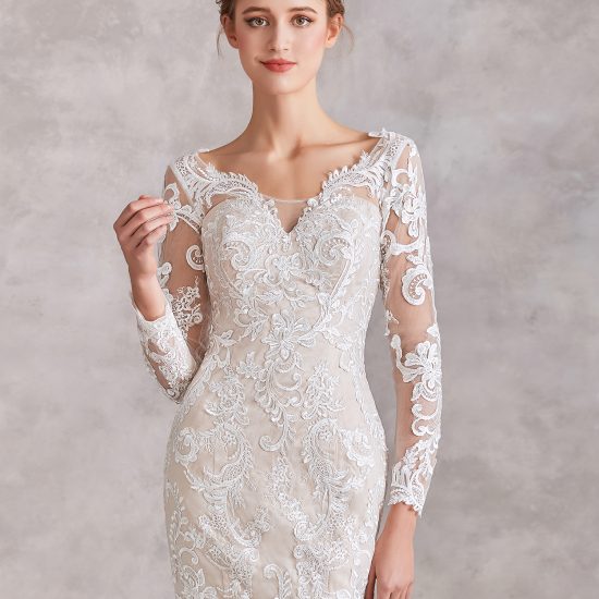 Champagne Lace Wedding Dress – Adela Designs