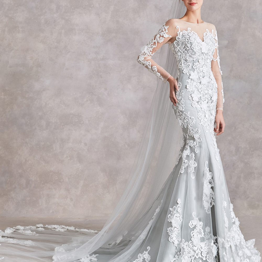 Silver Mermaid Wedding Dress – Adela Designs