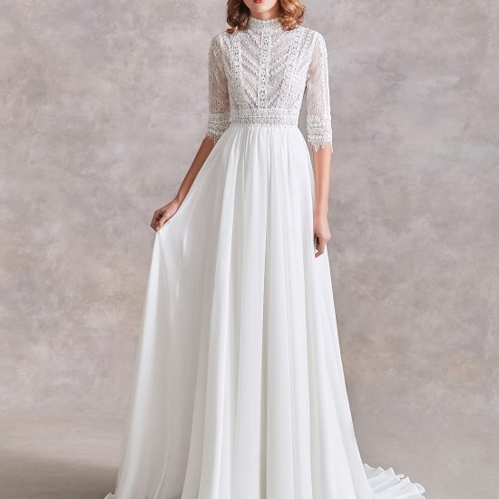 A-Line Chiffon Boho Wedding Dress – Adela Designs