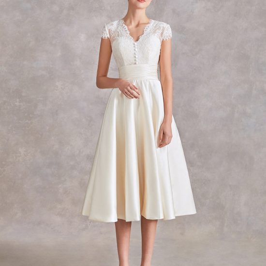 Satin Short Wedding Dress – Adela Designs