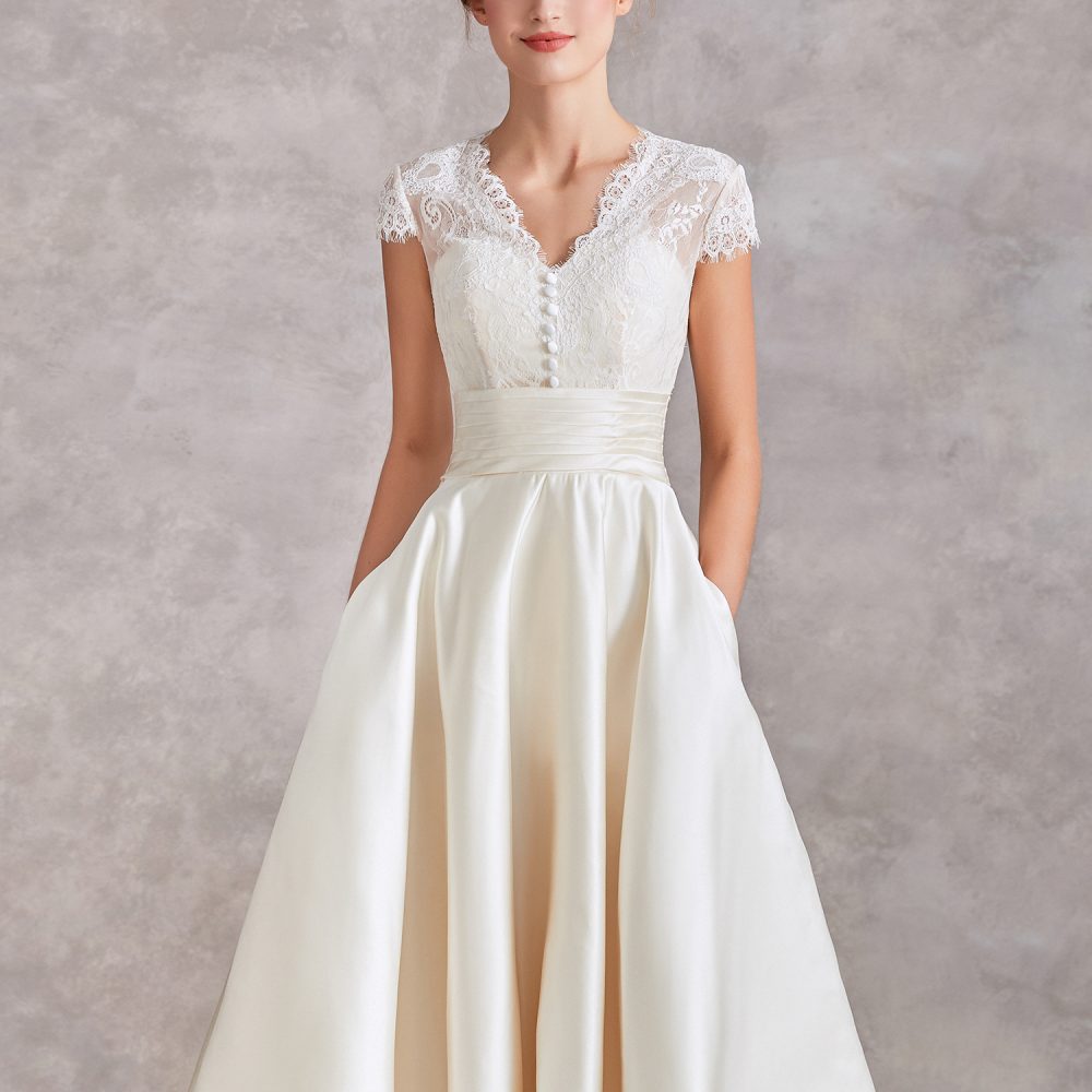 Satin Short Wedding Dress – Adela Designs