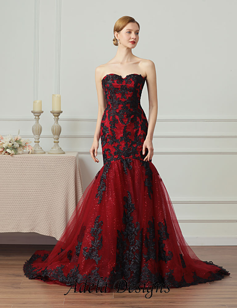 Gothic Black Corset Lace Wedding Dress With Detachable Skirt 